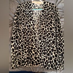 LOFT Gray Animal Print Cardigan